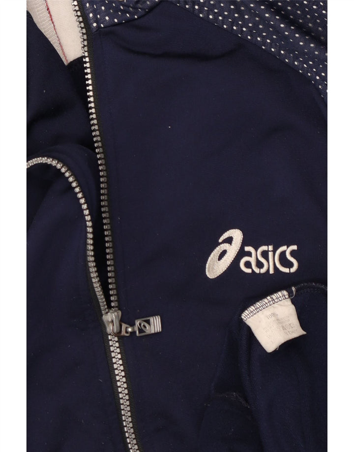 Giacca da tuta da uomo Asics UK 40 Large Blu Navy Colourblock Poliestere