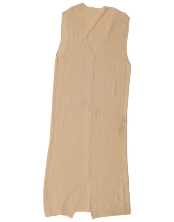 Zara Womens Maxi Sleeveless Jumper Dress UK 10 Small Beige Viscose