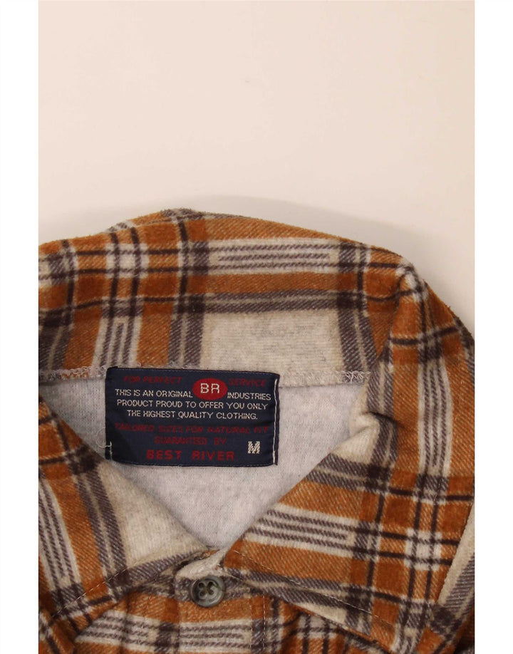 Camicia oversize oversize da donna vintage in flanella UK 14 Check beige medio