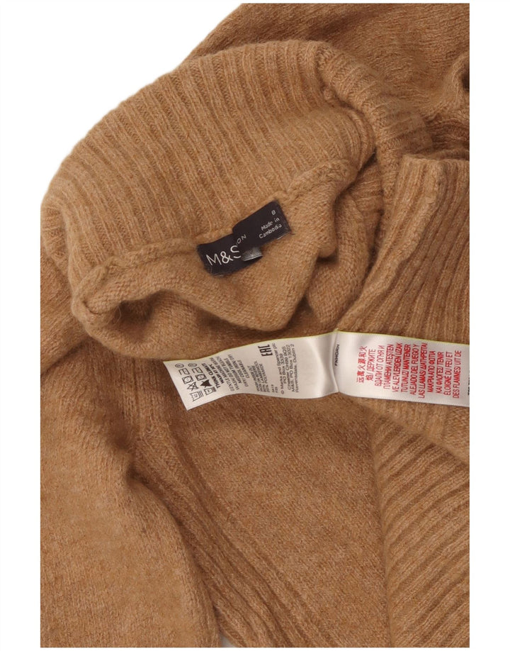 MARKS & SPENCER Maglione maglione a collo alto da donna UK 8 piccolo in lana beige