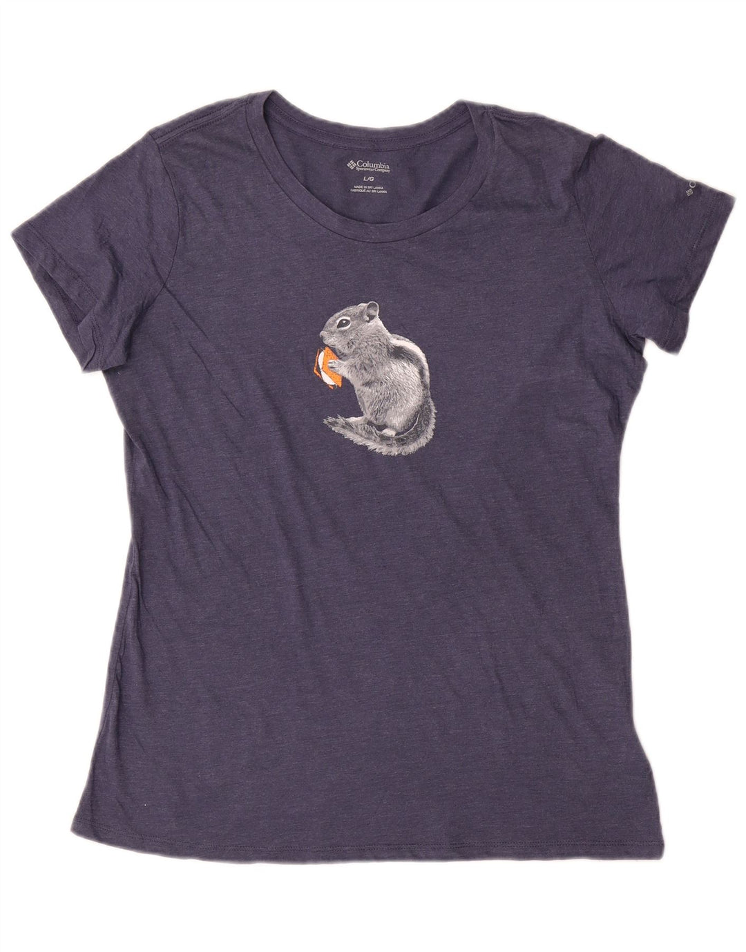 T-shirt grafica da donna Columbia UK 16 grande poliestere blu navy