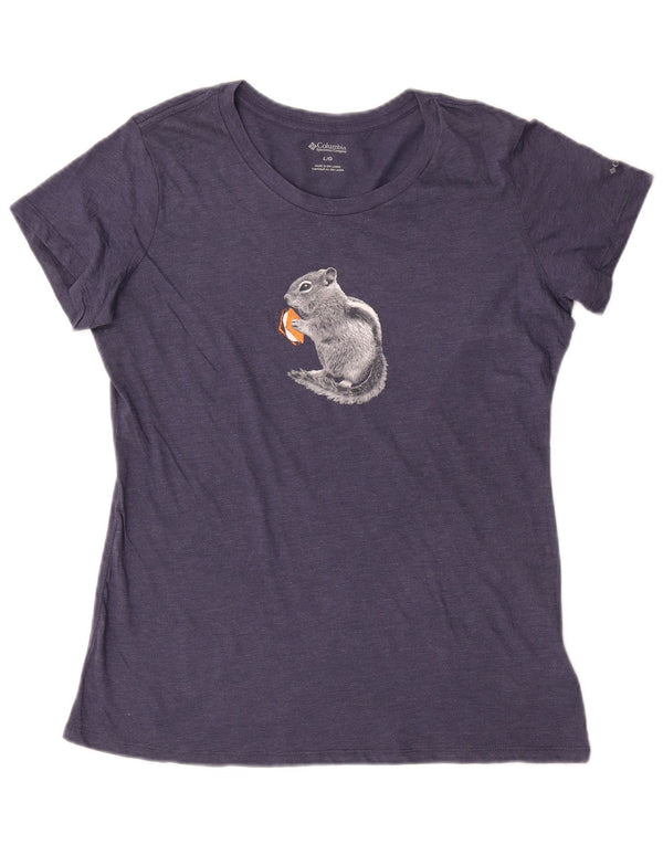 Columbia Womens Graphic T-Shirt Top UK 16 Large Navy Blue Polyester