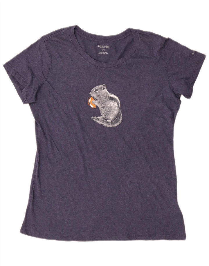 T-shirt grafica da donna Columbia UK 16 grande poliestere blu navy