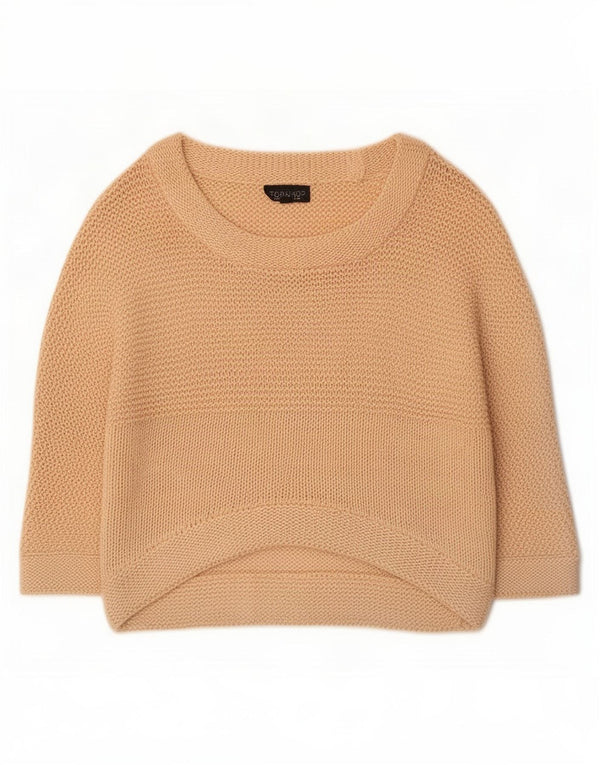 Topshop Maglione da donna con scollo a barca a pipistrello corto UK 10 piccolo rosa