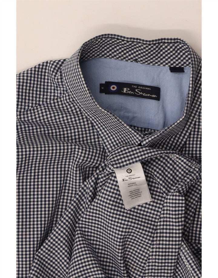 BEN SHERMAN Camicia da uomo in cotone a quadretti blu navy medio