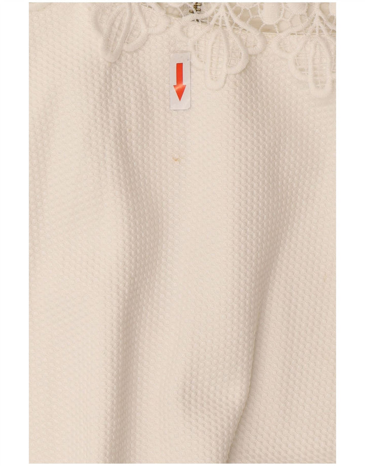 Abito a trapezio senza maniche da donna Ted Baker UK 4 XS poliestere bianco