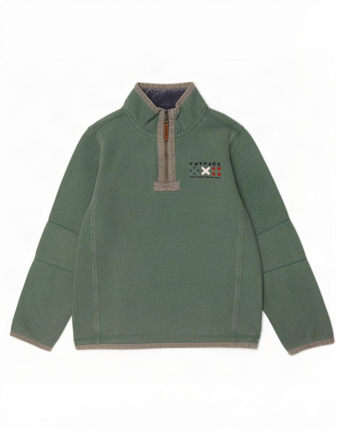 Felpa con zip grafica da uomo Fat Face Maglione in cotone verde medio