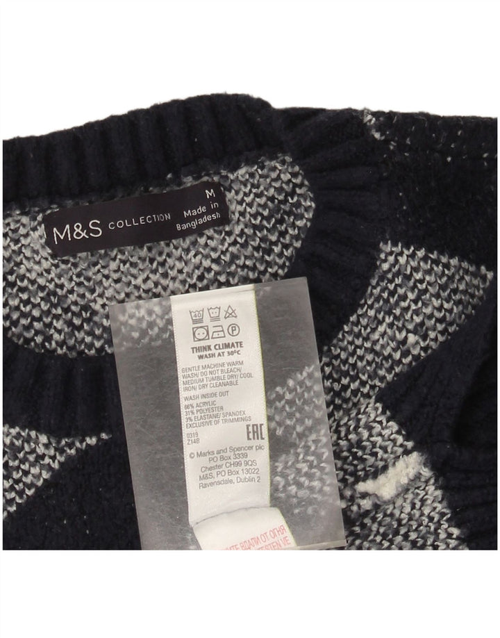 Maglione maglione girocollo da donna Marks & Spencer UK 14 medio nero a quadri