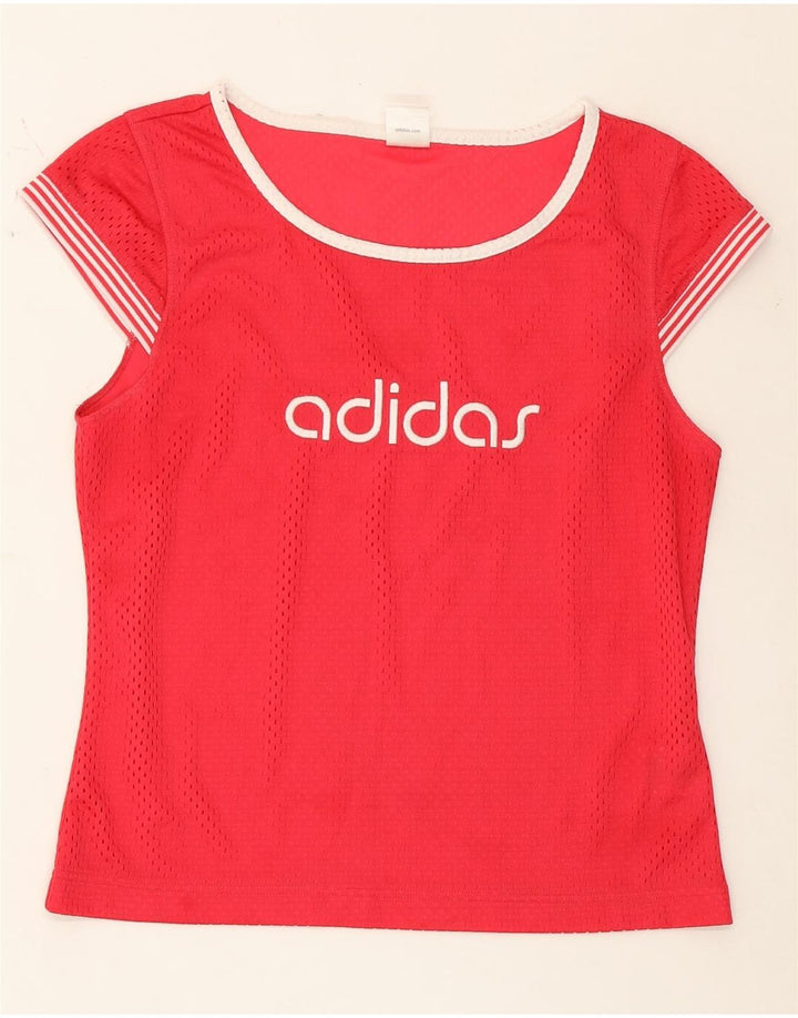 T-shirt grafica da donna Adidas Top UK 12 poliestere rosso medio