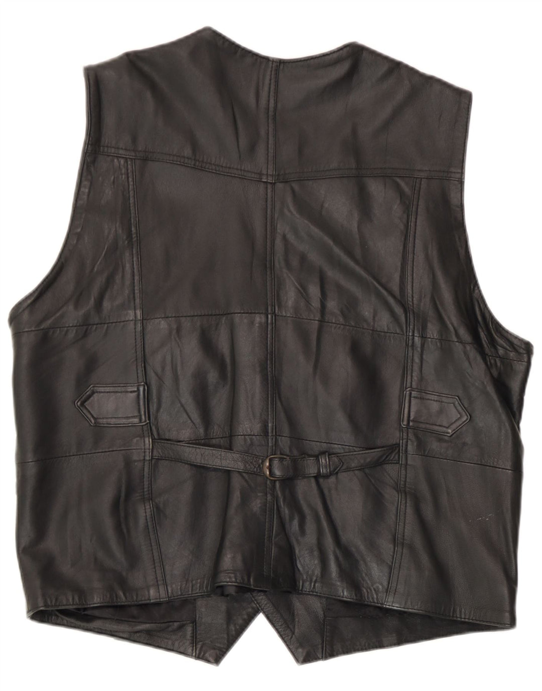 Gilet in pelle da uomo vintage EU 54 XL in pelle nera