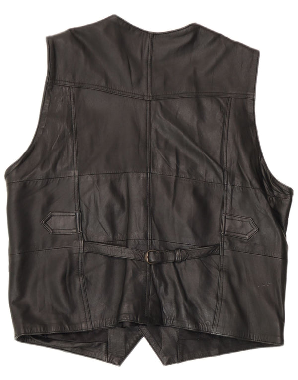 Gilet in pelle da uomo vintage EU 54 XL in pelle nera