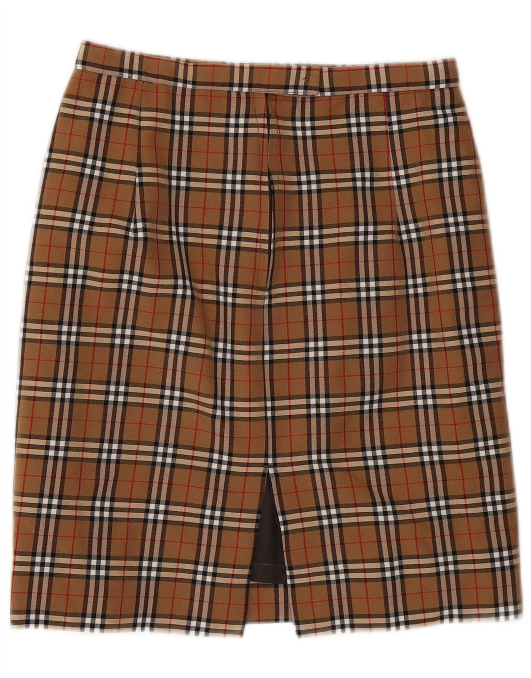 Gonna a tubino da donna VINTAGE W28 a quadri marrone medio