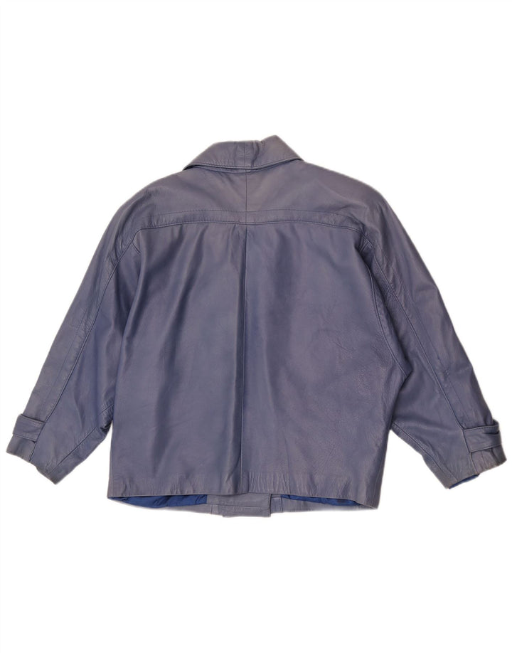 Giacca in pelle oversize da donna vintage EU 40 Blu medio