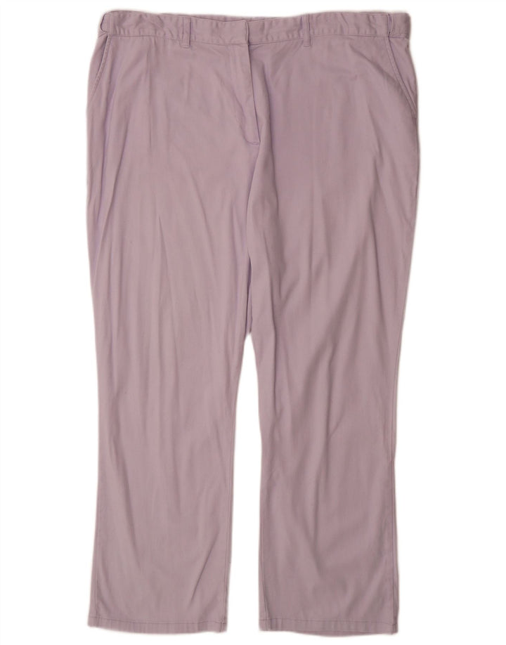 COTTON TRADERS Pantaloni chino dritti da donna UK 22 3XL W40 L30 Viola
