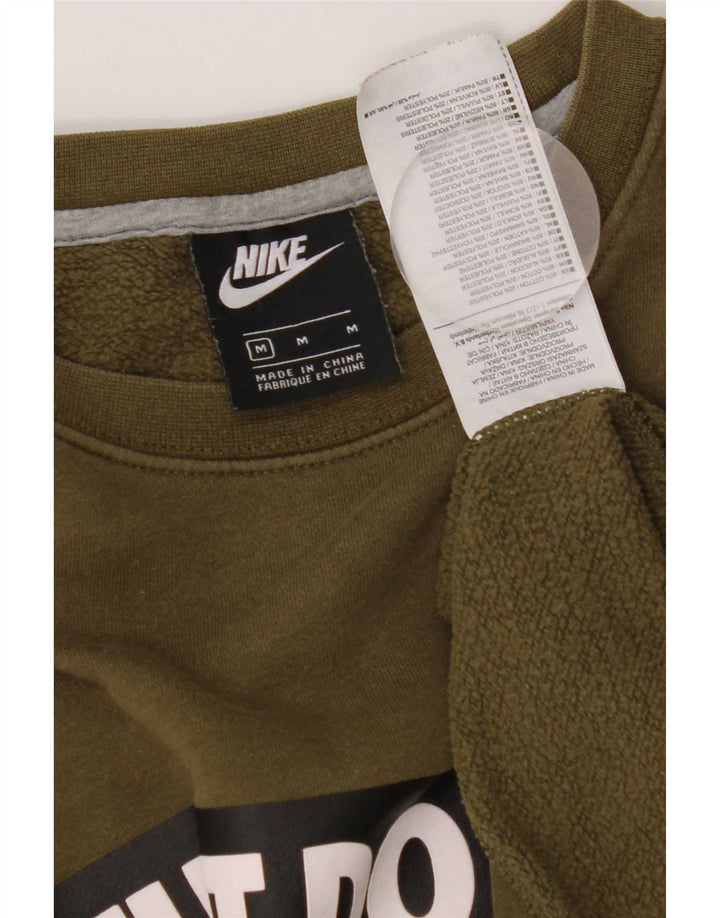 Felpa con grafica Nike da uomo, maglione, cotone kaki medio