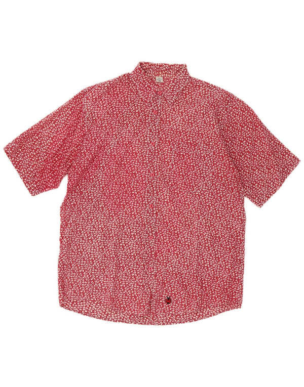 Camicia a maniche corte da donna vintage taglia 38 in cotone floreale rosso medio