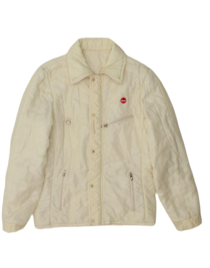 BRUNIK Mens Padded Jacket IT 44 XS Off White Polyamide