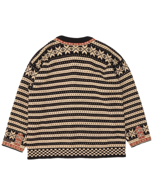 Maglione cardigan da uomo di Dale of Norvegia, lana vergine a righe nere grandi