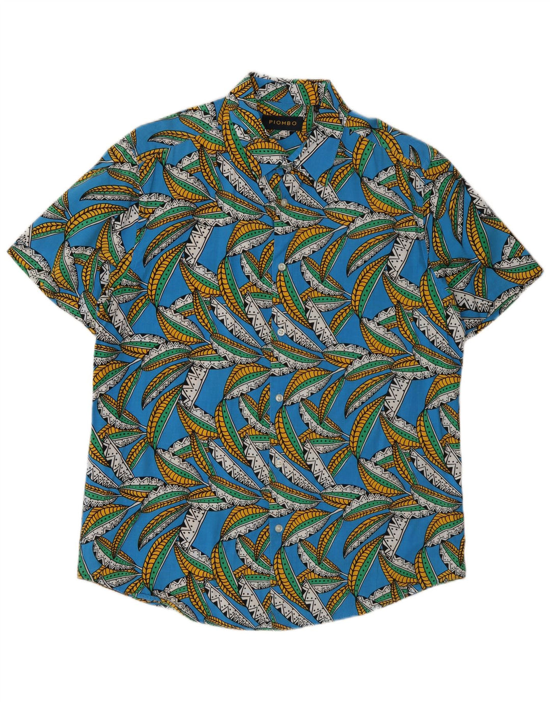 Camicia Piombo da uomo a maniche corte in cotone floreale blu medio