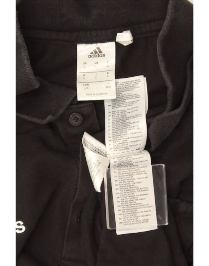 Polo Adidas Climalite da uomo grande in cotone nero
