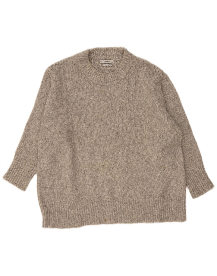 Maglione girocollo oversize da donna Zara UK 10 piccolo grigio screziato