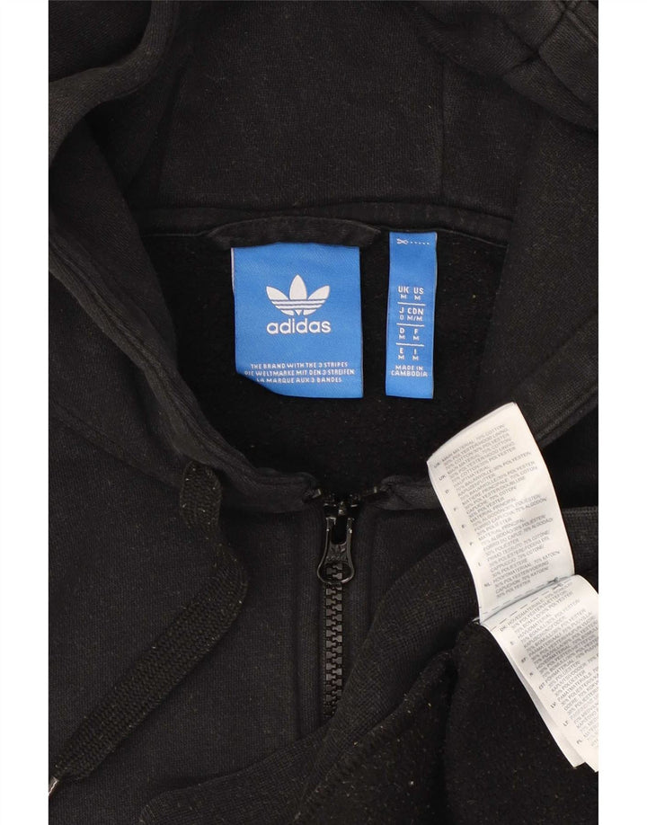 Maglione con cappuccio e zip grafica Adidas da uomo a tre strisce in cotone nero medio