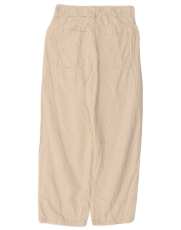 Pantaloni cropped larghi a vita alta da donna ZARA EU 36 XS W26 L25 Beige