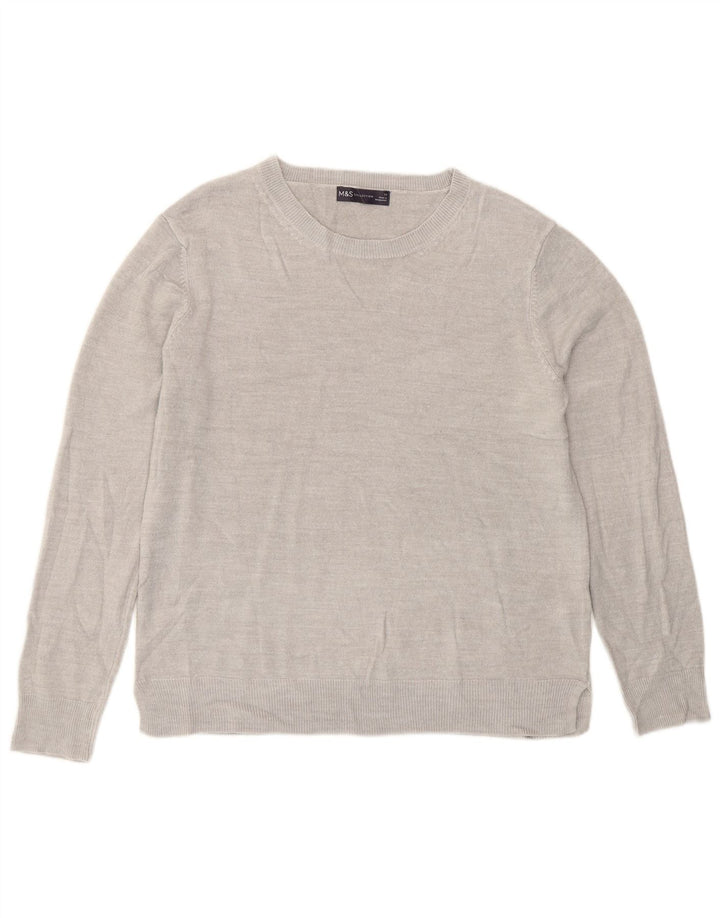 Maglione maglione girocollo da donna Marks & Spencer UK 14 Acrilico grigio medio