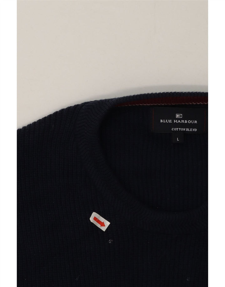 Maglione maglione girocollo da uomo Marks & Spencer blu Harbour grande blu navy