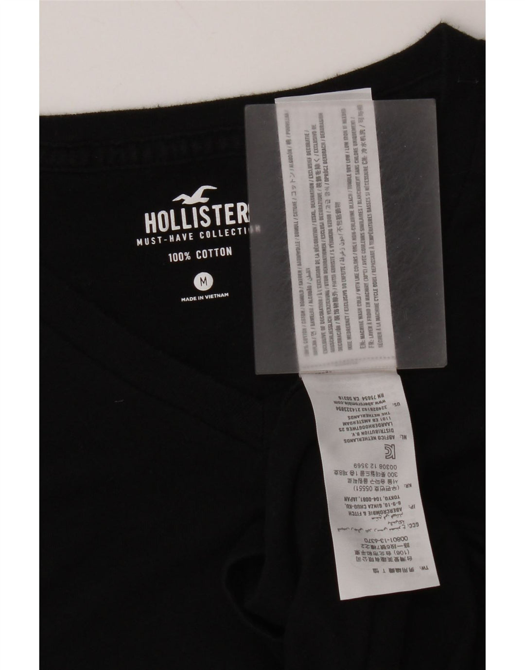 T-shirt Hollister da uomo Top media in cotone nero