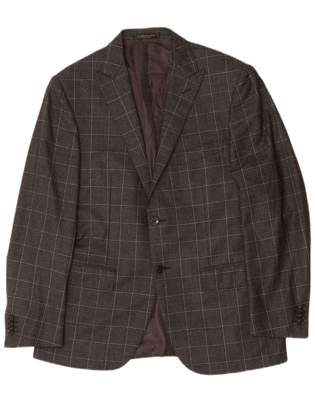 CORNELIANI Giacca Blazer da Uomo a 2 Bottoni IT 50 Lana Vergine a quadri Grandi Grigi
