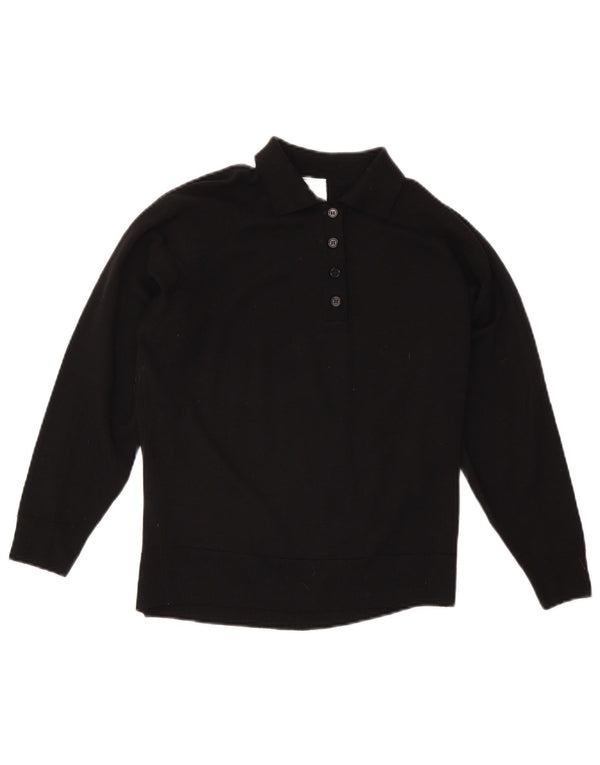 Maglione maglione collo alto da donna CZARINA UK 16 grande lana nera