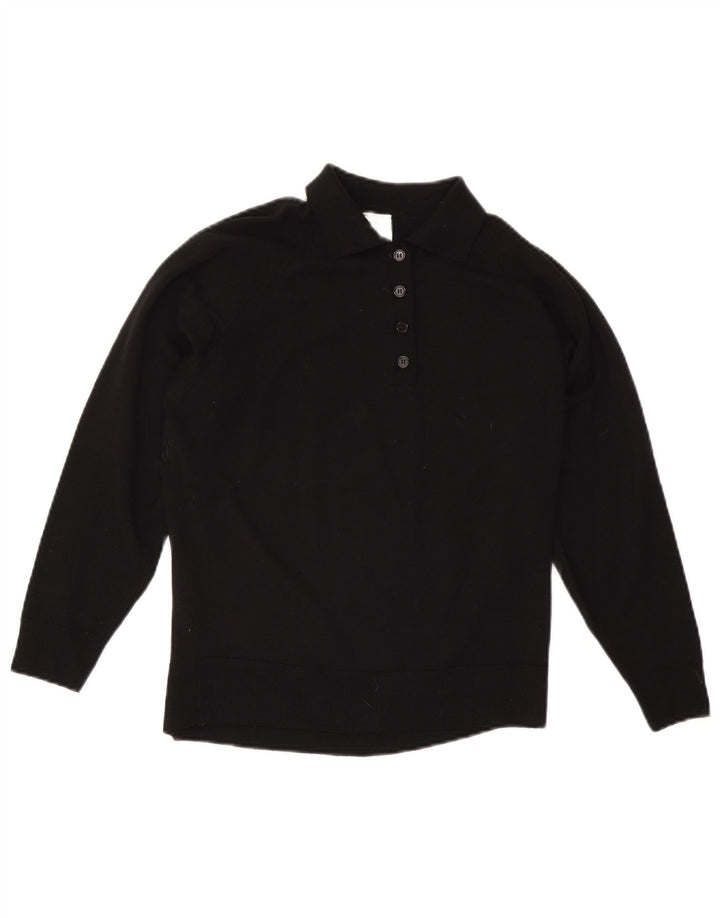 Maglione maglione collo alto da donna CZARINA UK 16 grande lana nera