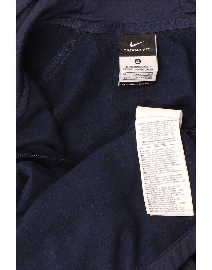 Felpa con cappuccio e zip Nike da bambino 13-14 anni XL blu navy in poliestere