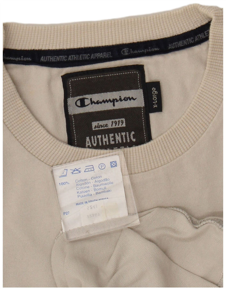 Maglia da uomo Champion a maniche lunghe XL in cotone bianco sporco