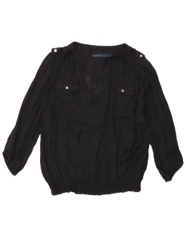 Camicetta militare con maniche a 3/4 da donna Zara UK 12 taglia media nera