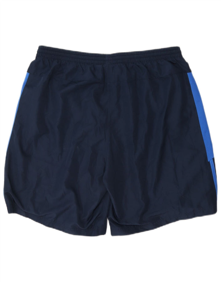 Pantaloncini sportivi Adidas da uomo grandi in poliestere color block blu navy