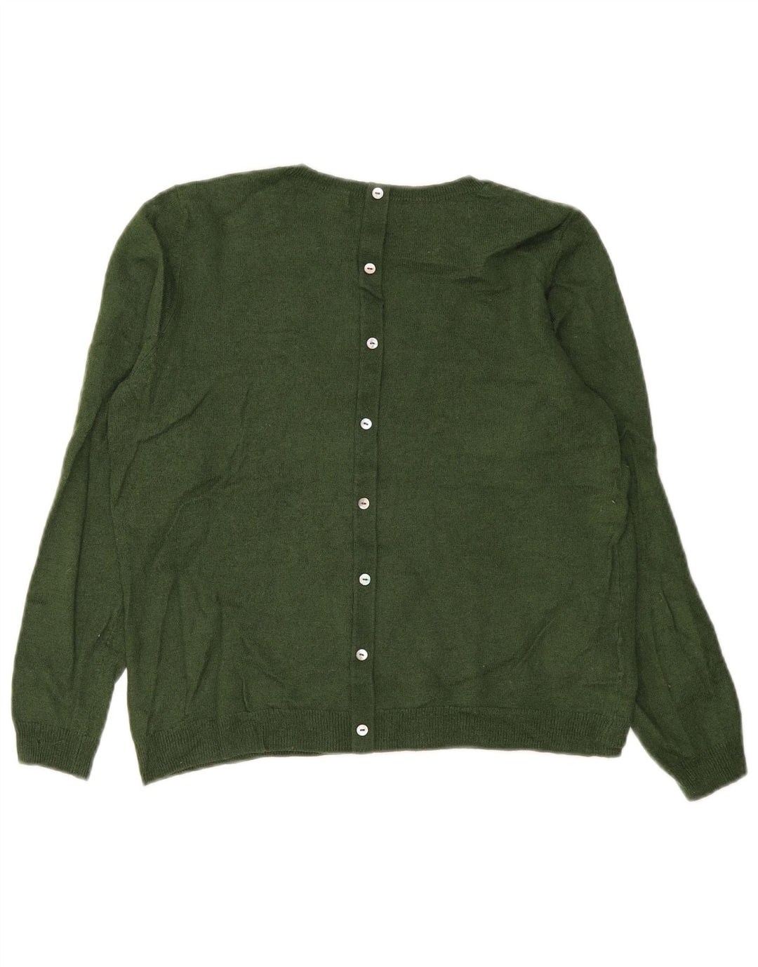 LAURA ASHLEY Maglione da donna con scollo a barca UK 14 Large Green Wool