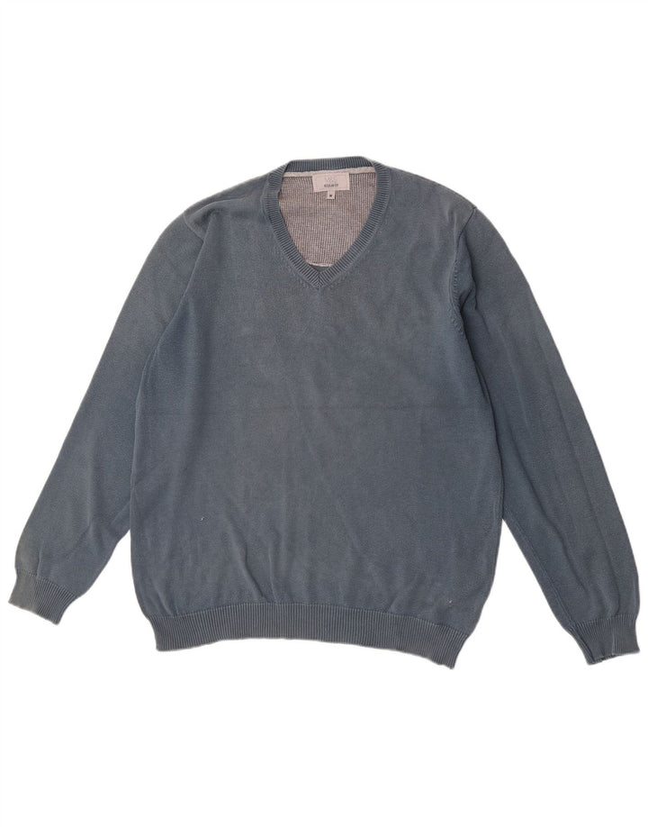 Maglione da uomo Marks & Spencer vestibilità regolare con scollo a V in cotone blu medio