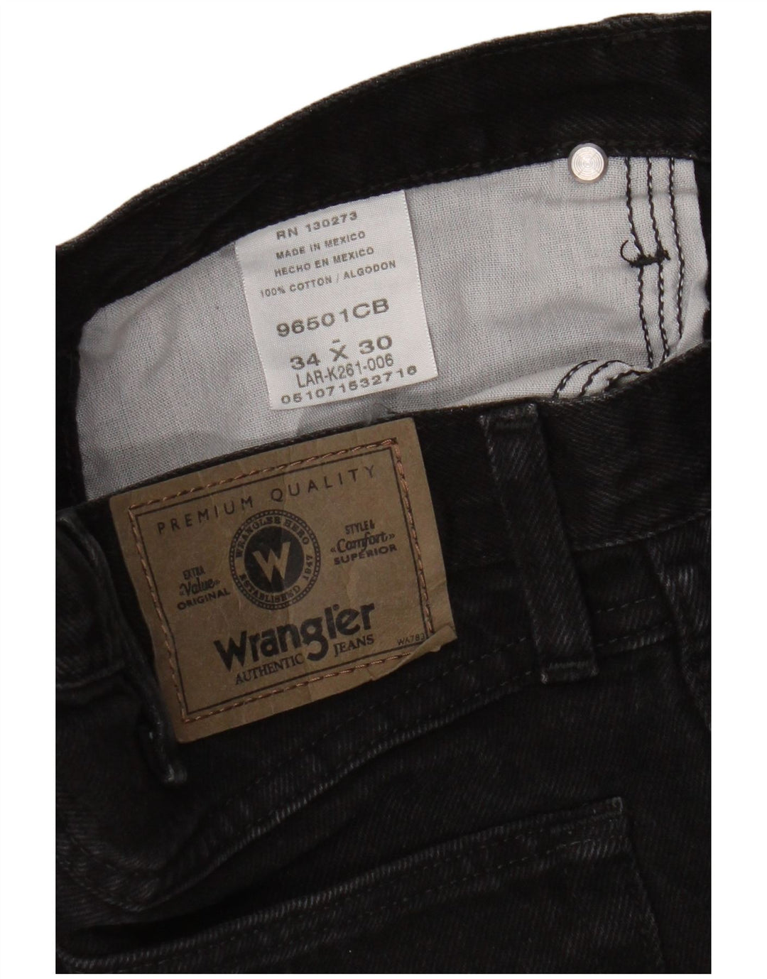 Jeans dritti da uomo Wrangler W34 L30 cotone nero