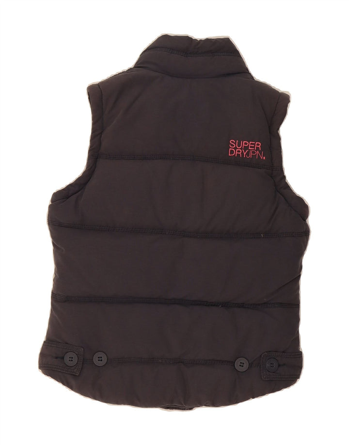 SUPERDRY Womens Padded Gilet UK 14 Medium Grey Cotton Vintage Superdry and Second-Hand Superdry from Messina Hembry 