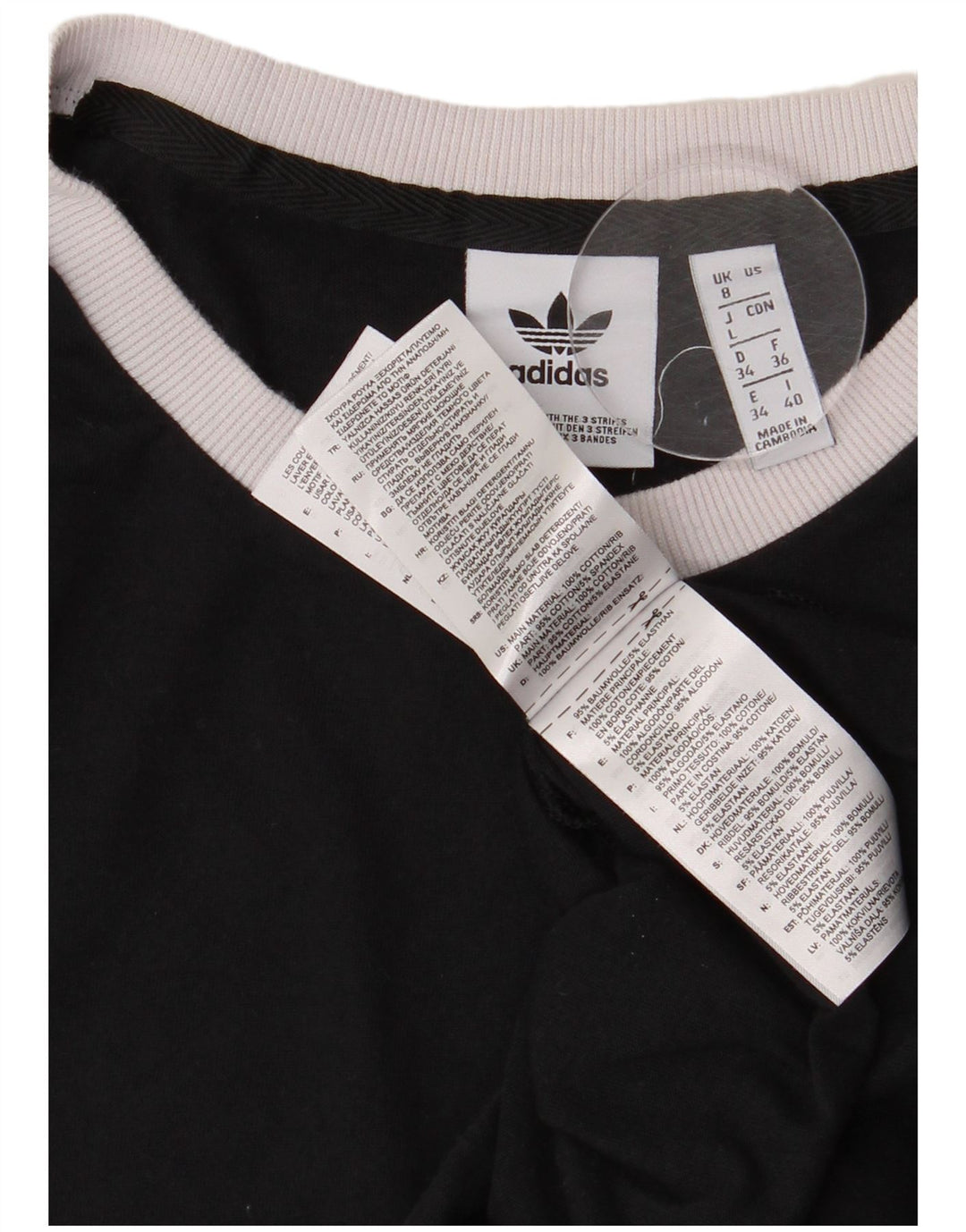 T-shirt da donna Adidas Top UK 8 piccola in cotone nero