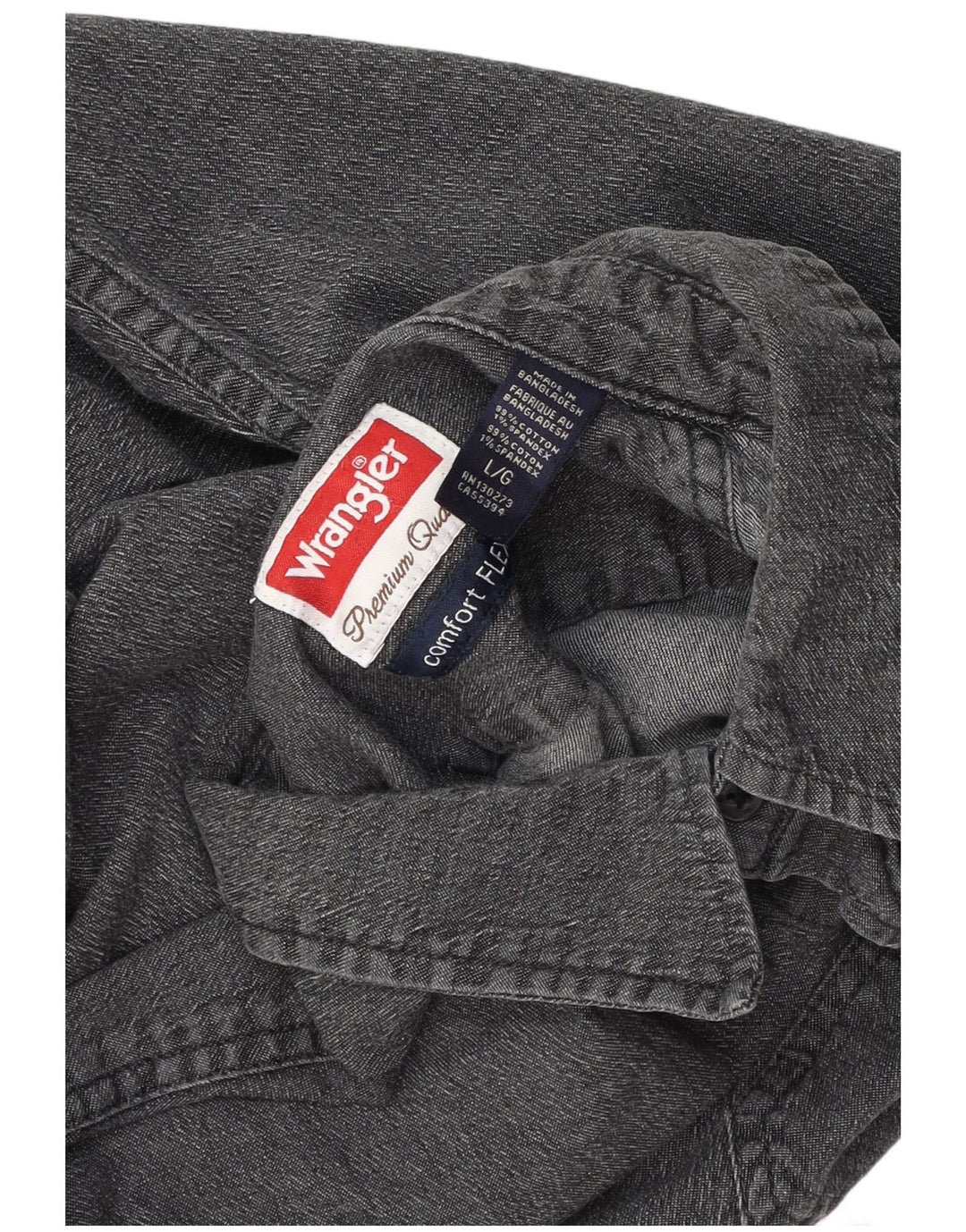 WRANGLER Mens Grant Fit Shirt Large Grey Cotton