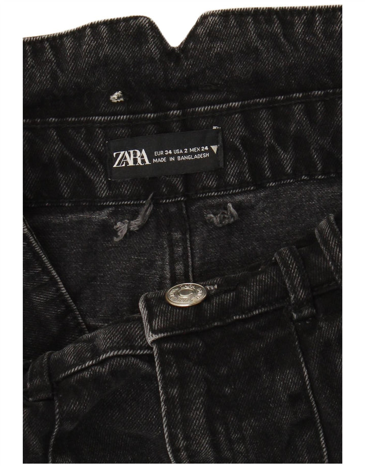 ZARA Womens Denim Shorts EU 34 2XS W24  Black