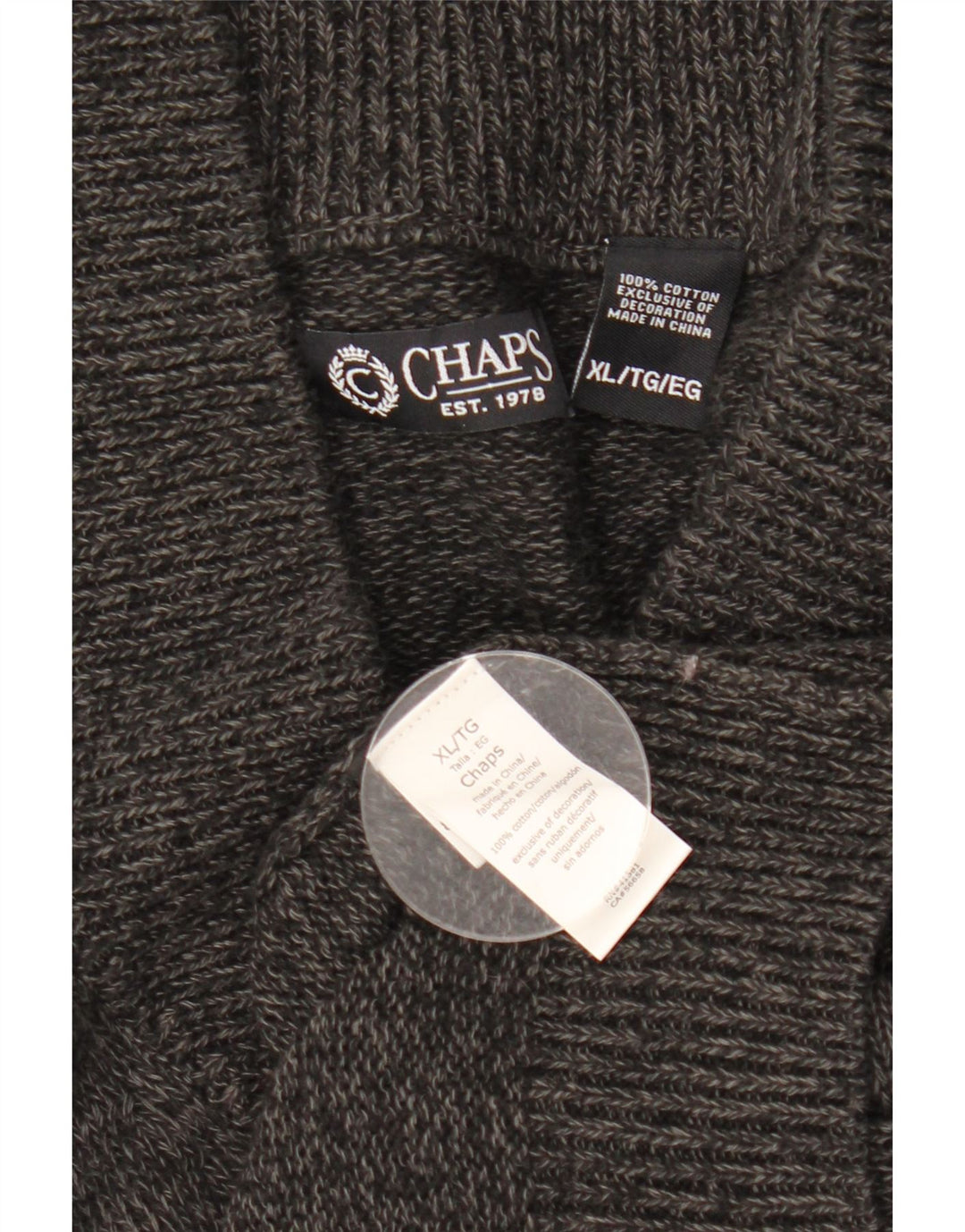 Maglione cardigan da uomo CHAPS XL in cotone screziato grigio