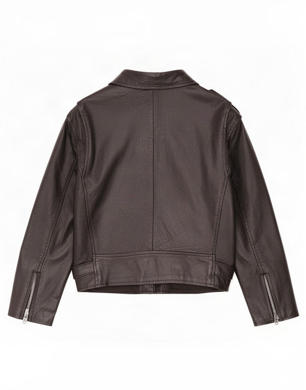 Giacca da motociclista in pelle vintage da donna UK 12 media nera