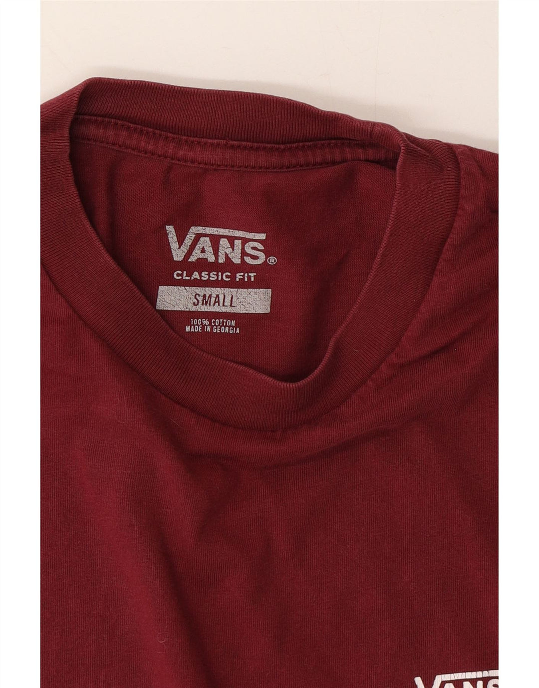VANS Mens Classic Fit T-Shirt Top Small Maroon Cotton