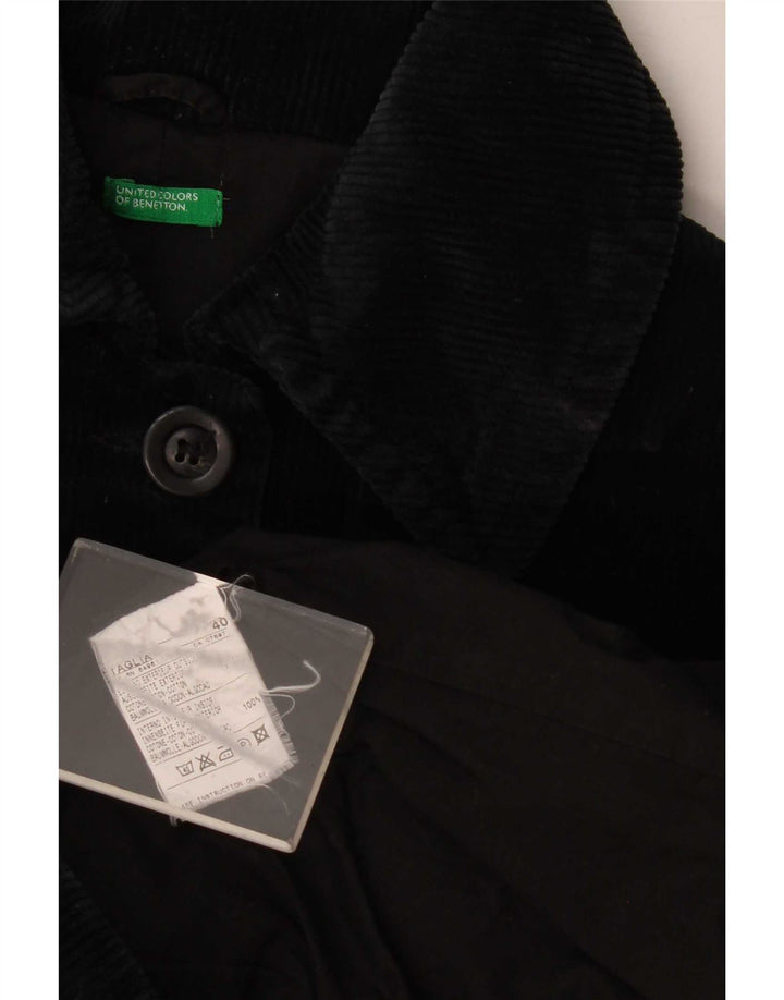 Cappotto Donna Benetton in Velluto a Coste IT 40 Piccolo Cotone Nero