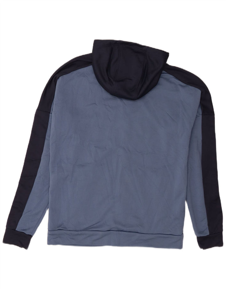 Maglione con cappuccio e zip da uomo Adidas grande in poliestere color block blu