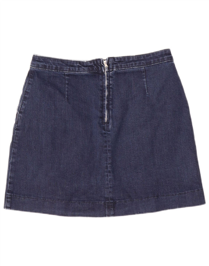 Gonna in denim da donna Oasis UK 12 media W28 cotone blu navy